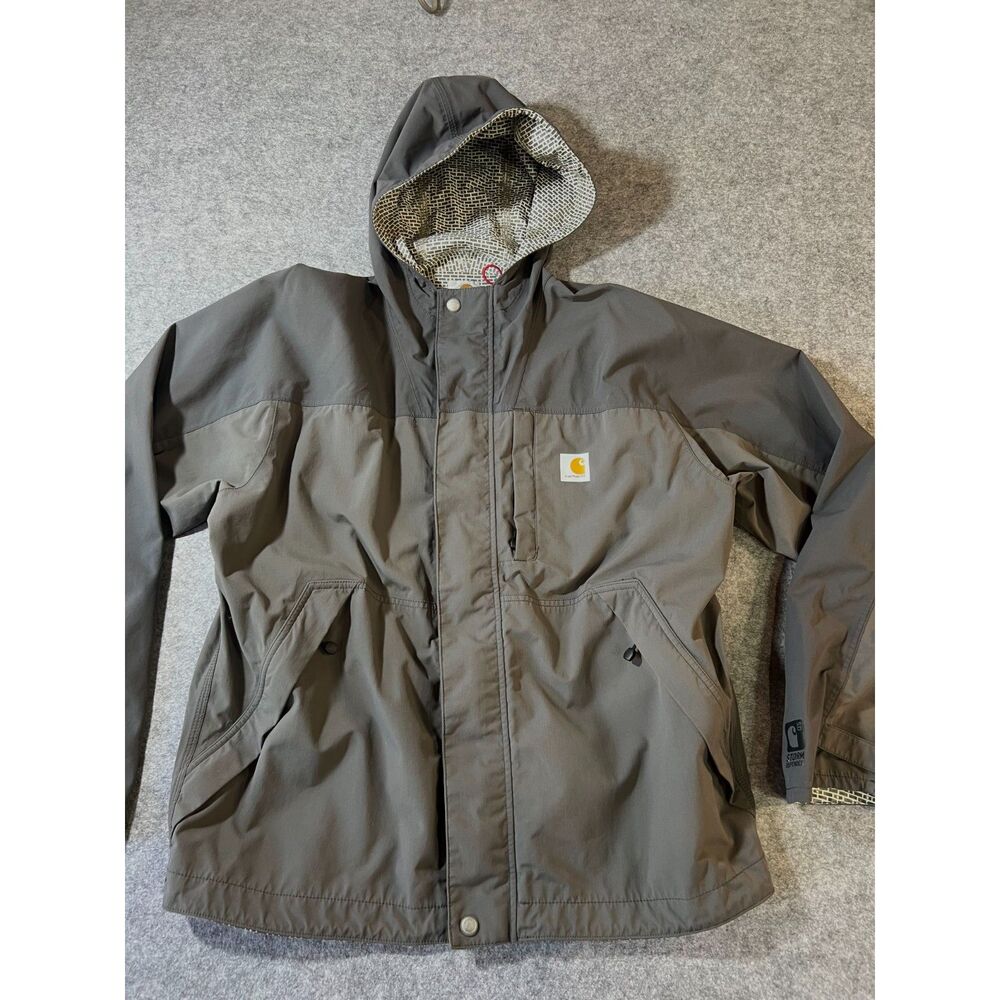 Carhartt Shoreline Vapor Storm Defender Jacket 2 Tone Gray Hood Sz M Utility